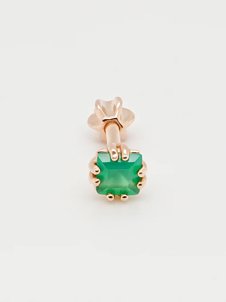 14K Solid Gold Morning Forest Gemstone Cartilage Earring 18G16G - Image 12