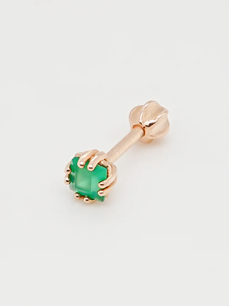 14K Solid Gold Morning Forest Gemstone Cartilage Earring 18G16G - Image 13