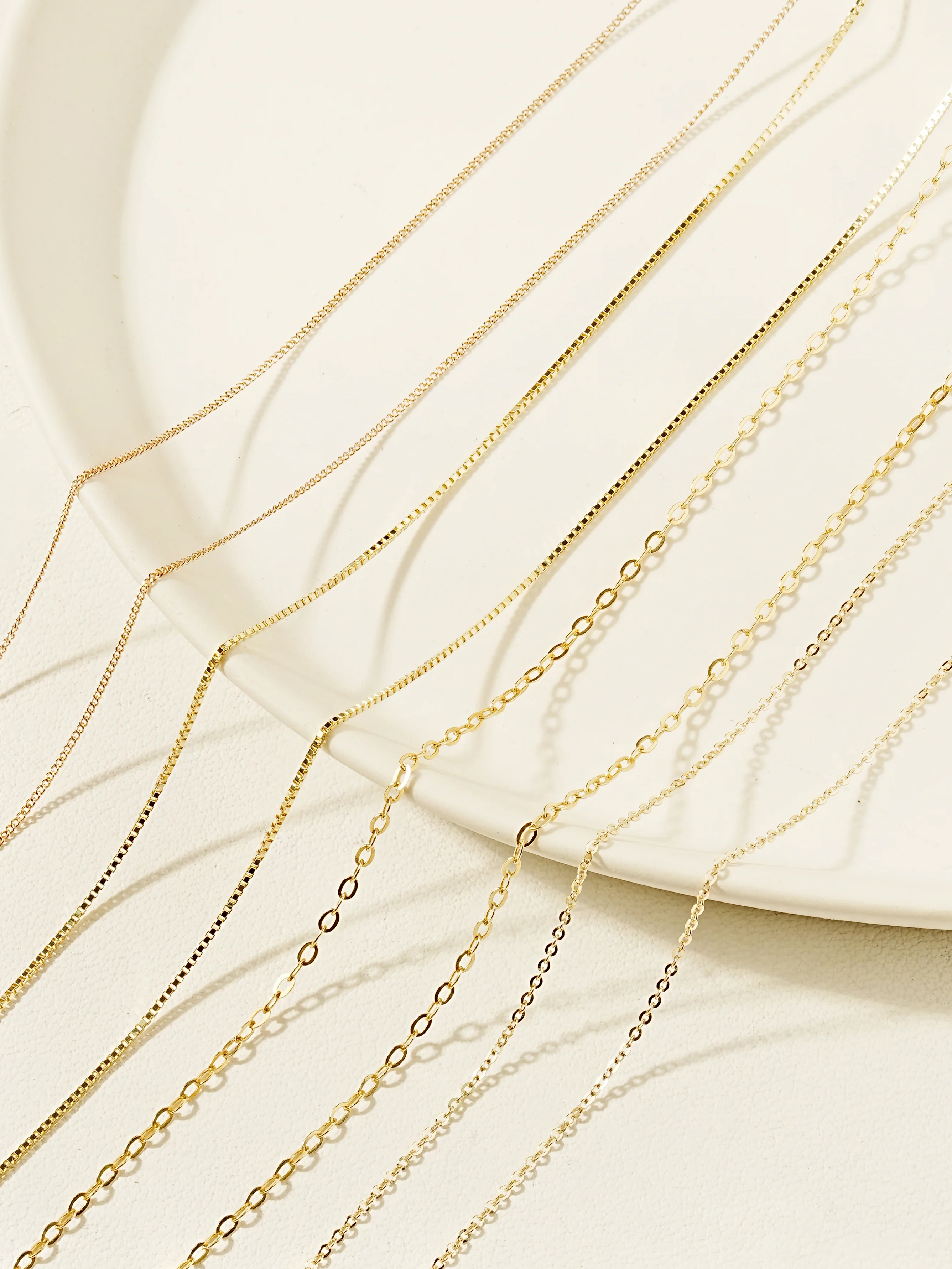 14K Gold Necklace Chain - 6 Different Types