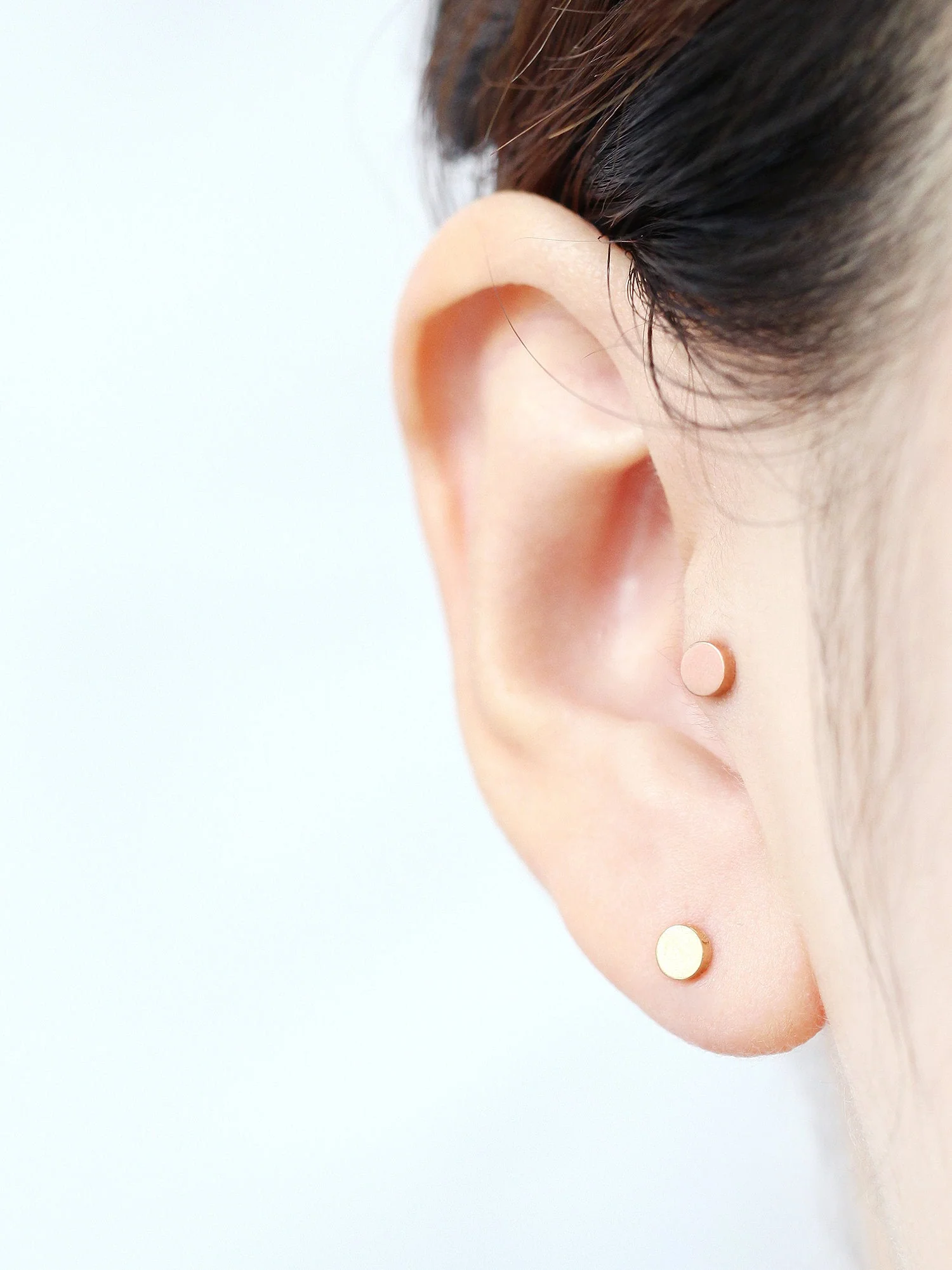 14K Gold Button Cartilage Earring 18G16G