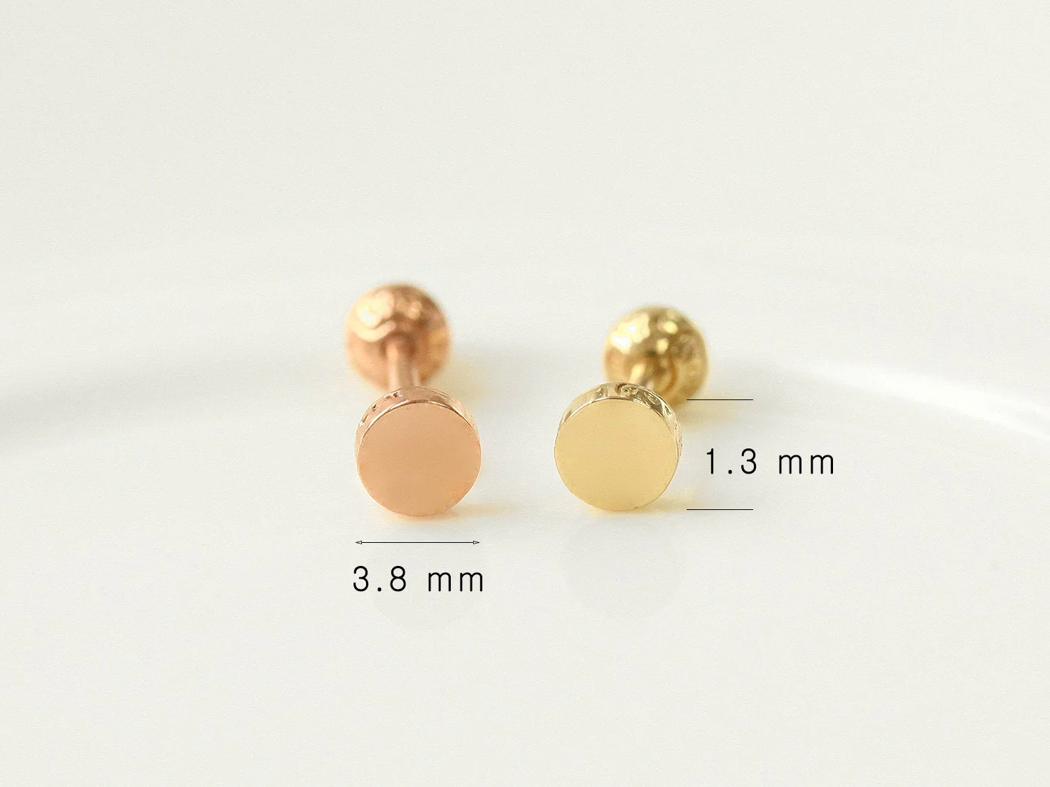14K Gold Button Cartilage Earring 18G16G - Image 10