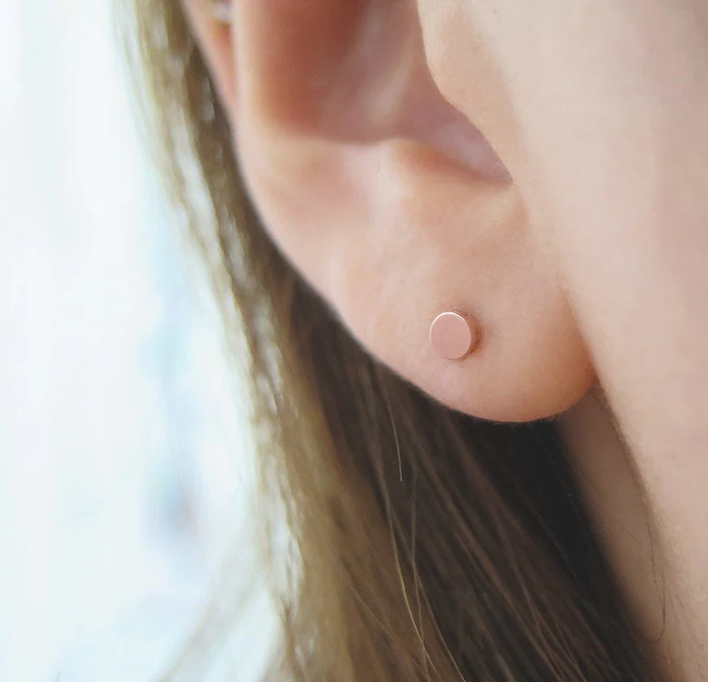 14K Gold Button Cartilage Earring 18G16G - Image 2