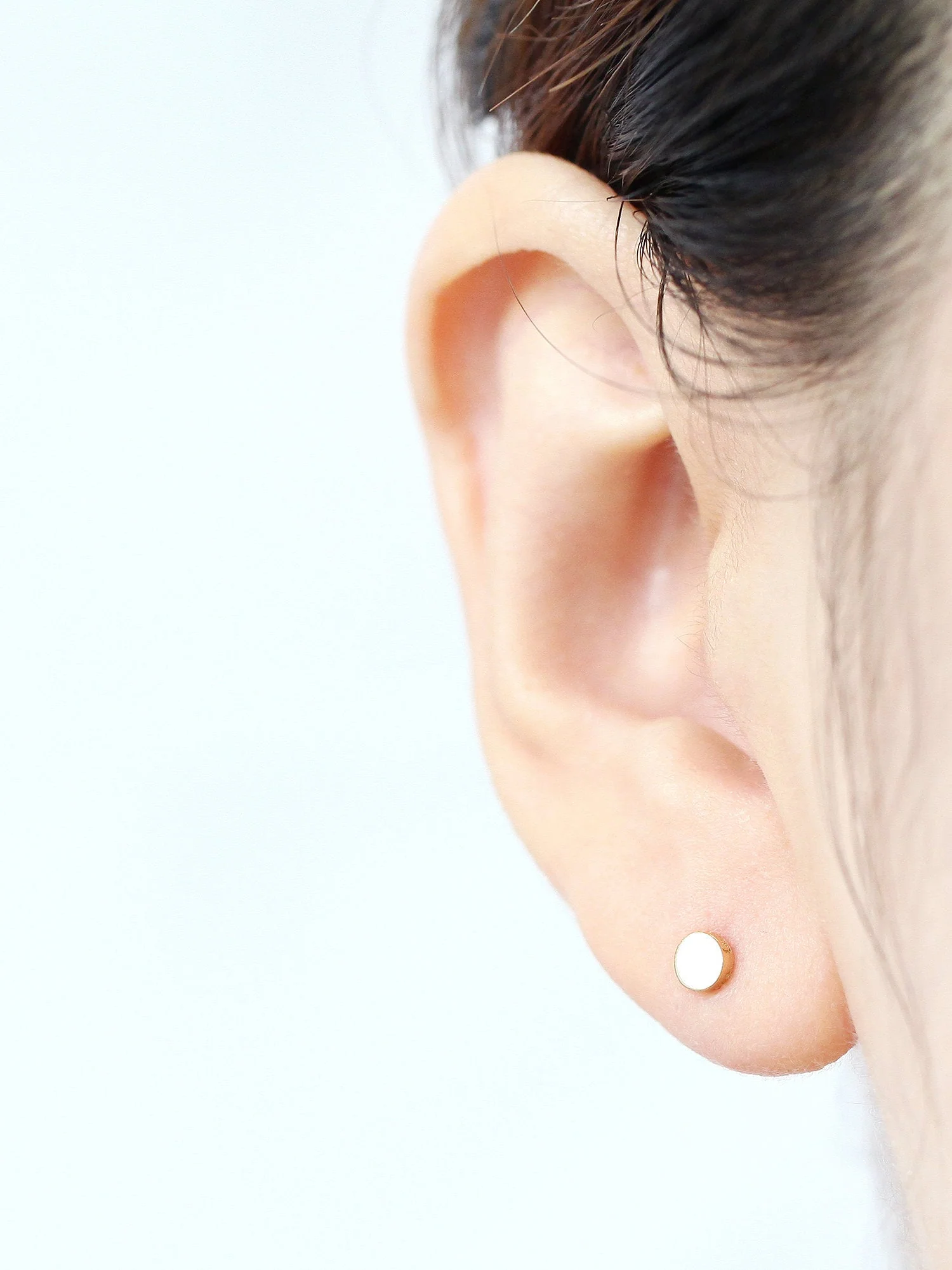 14K Gold Button Cartilage Earring 18G16G - Image 4