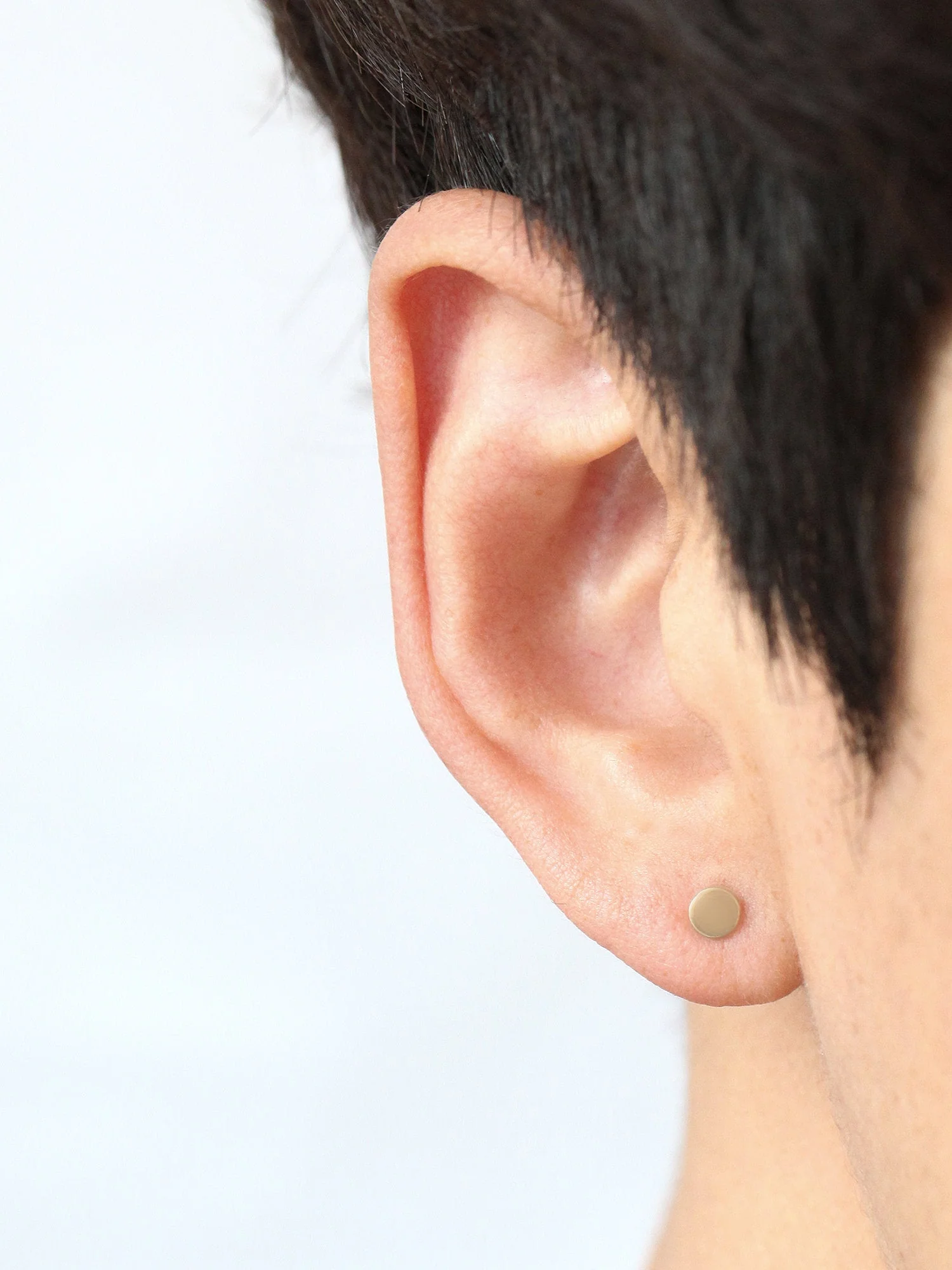 14K Gold Button Cartilage Earring 18G16G - Image 5