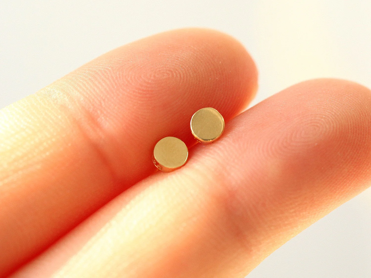 14K Gold Button Cartilage Earring 18G16G - Image 9