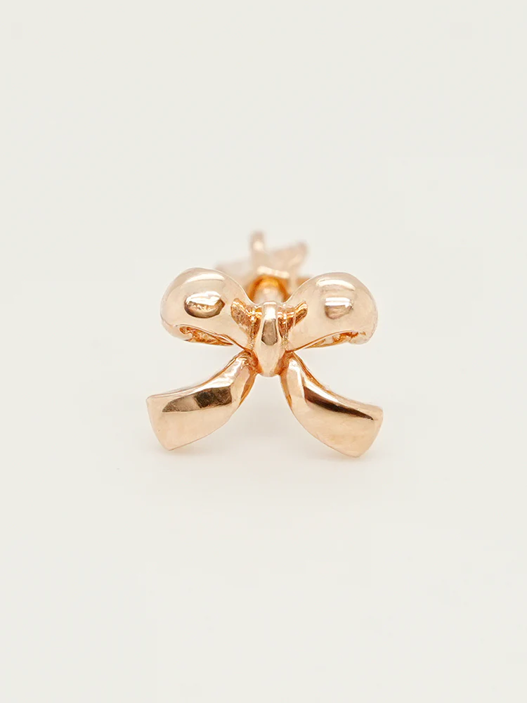 14K Solid Gold Ribbon Shape Cartilage Earring 18G16G - Image 10