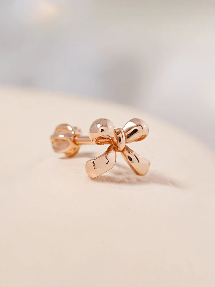 14K Solid Gold Ribbon Shape Cartilage Earring 18G16G - Image 3