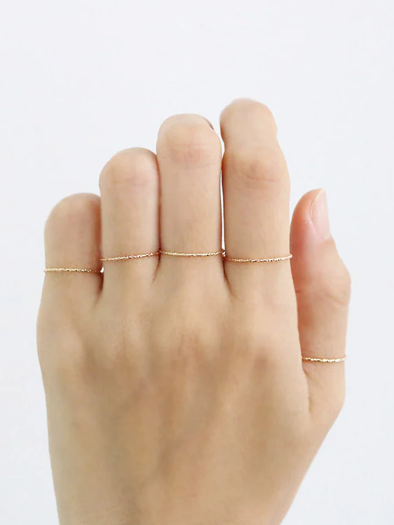 14K Gold Dainty Finger Stacking Ring - Image 5