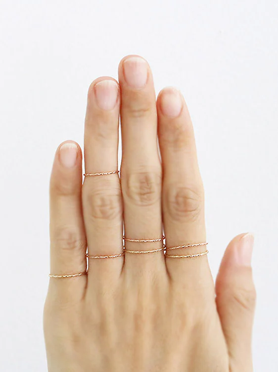 14K Gold Dainty Finger Stacking Ring - Image 7