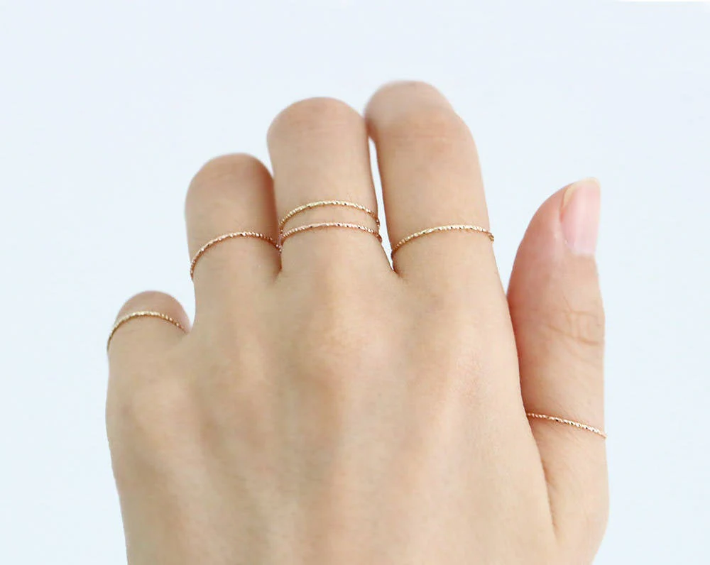 14K Gold Dainty Finger Stacking Ring - Image 8