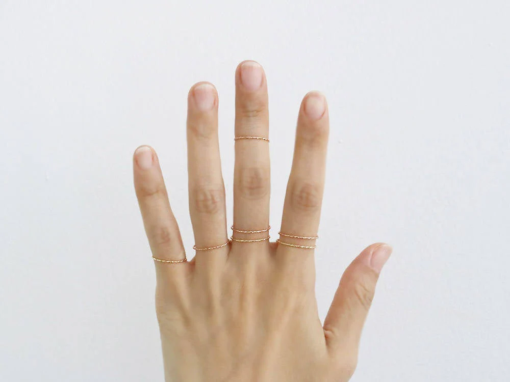 14K Gold Dainty Finger Stacking Ring - Image 9