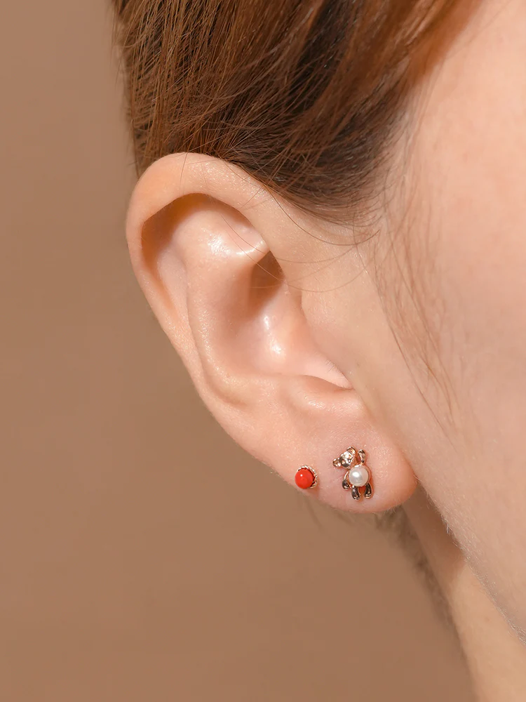 14K Solid Gold Ruby Ball Point Cartilage Earring 18G16G - Image 4
