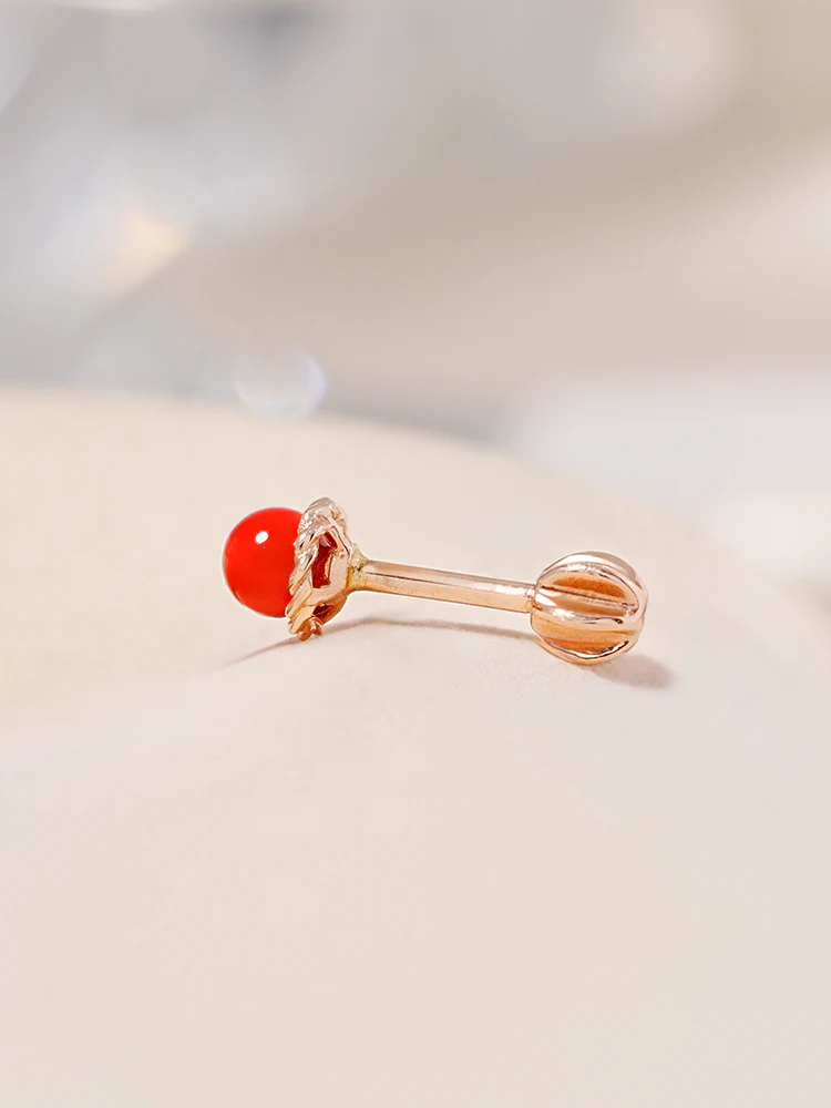 14K Solid Gold Ruby Ball Point Cartilage Earring 18G16G - Image 9