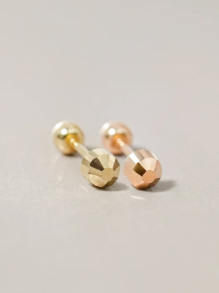 14K Solid Gold Shining Circular Cut Cartilage Earring 20G - Image 3
