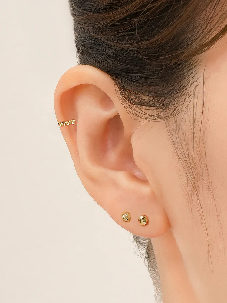 14K Solid Gold Shining Circular Cut Cartilage Earring 20G - Image 4