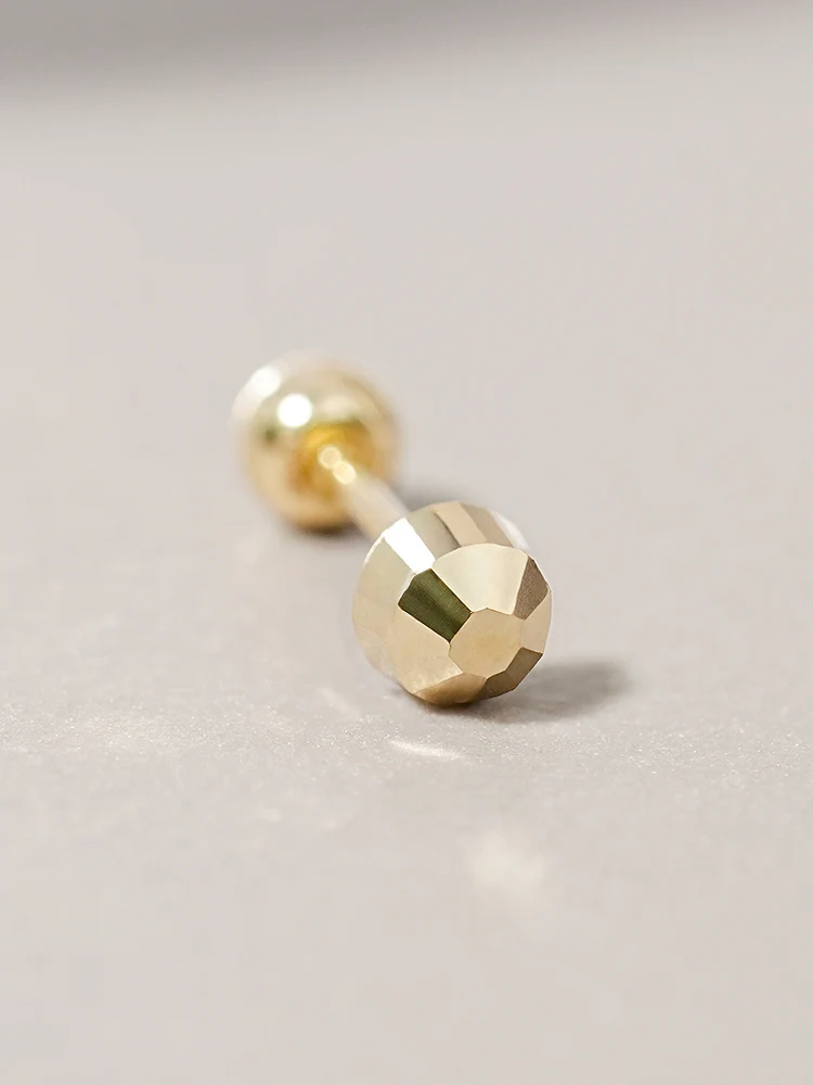 14K Solid Gold Shining Circular Cut Cartilage Earring 20G - Image 5