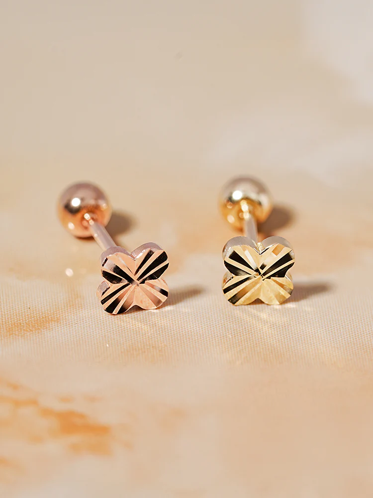 14K Solid Gold Shining Clover Cutting Cartilage Earring 20G - Image 10
