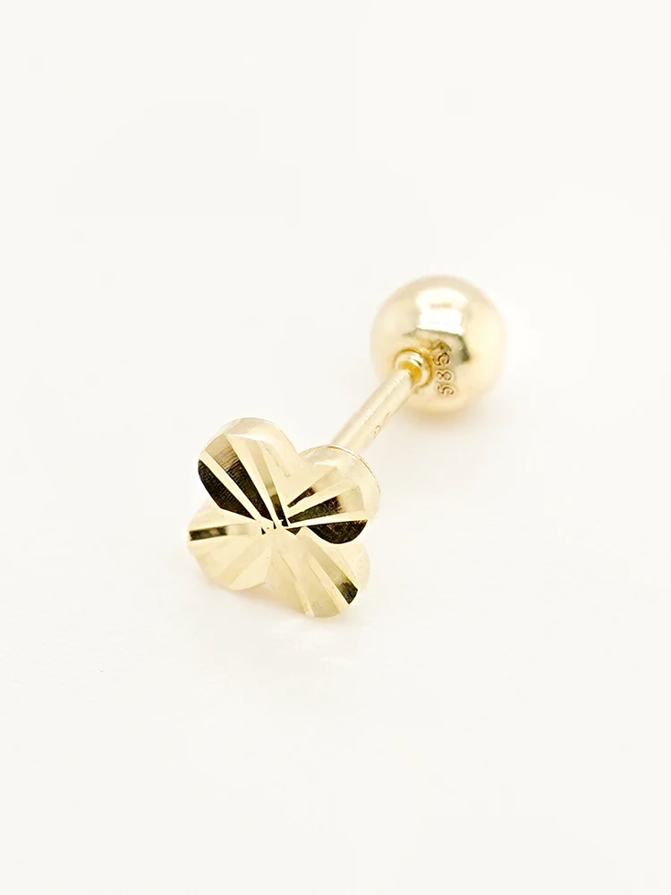 14K Solid Gold Shining Clover Cutting Cartilage Earring 20G - Image 14