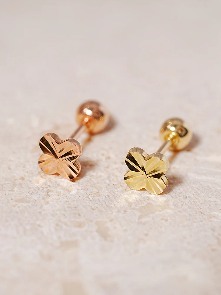 14K Solid Gold Shining Clover Cutting Cartilage Earring 20G - Image 7