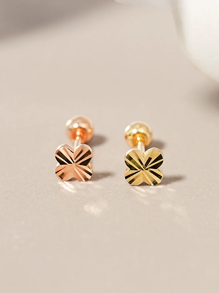 14K Solid Gold Shining Clover Cutting Cartilage Earring 20G - Image 9