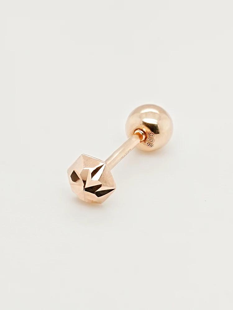 14K Solid Gold Shining Hexagonal Cutting Cartilage Earring 20G - Image 11