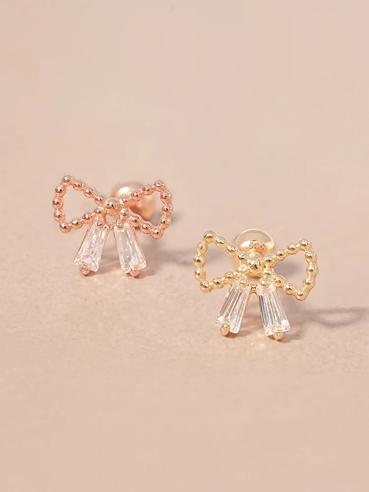 14K Solid Gold Shining Ribbon Knot Cartilage Earring 20G - Image 10
