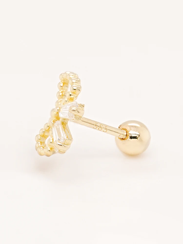 14K Solid Gold Shining Ribbon Knot Cartilage Earring 20G - Image 17