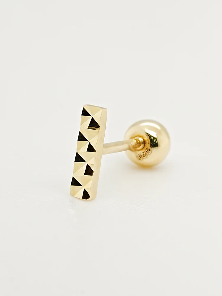14K Solid Gold Shining Stick Bar Cartilage Earring 20G - Image 11