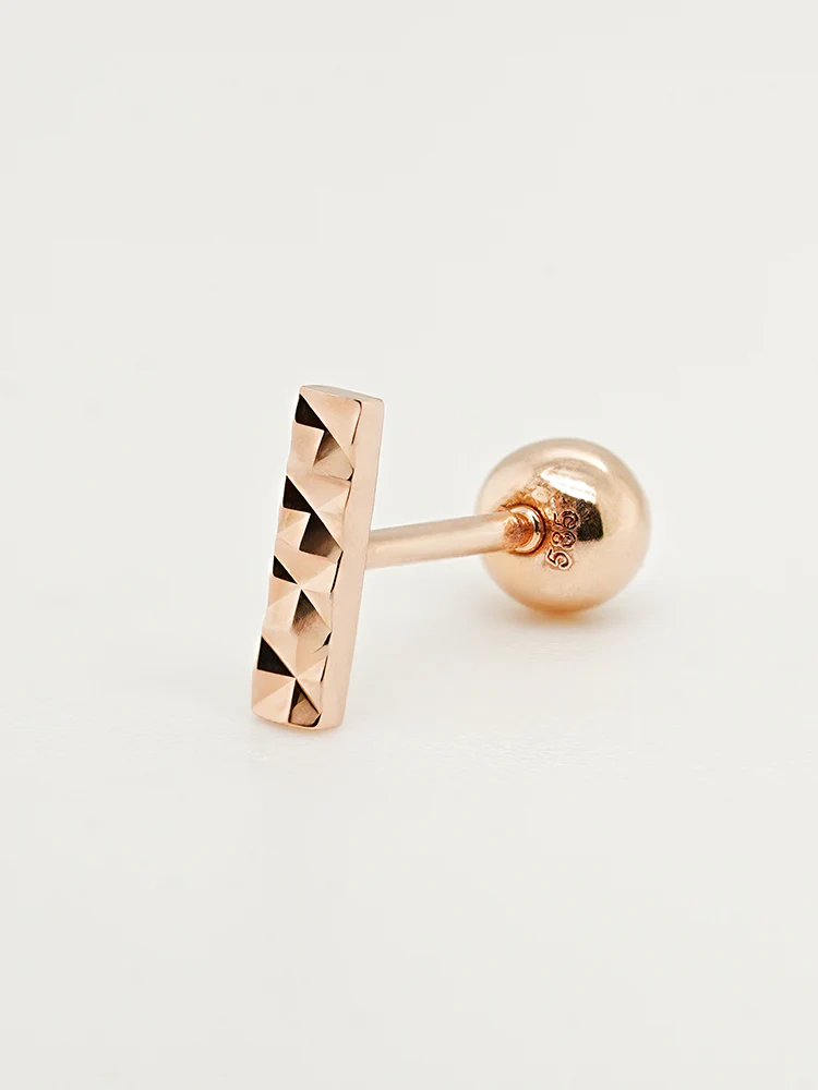 14K Solid Gold Shining Stick Bar Cartilage Earring 20G - Image 12
