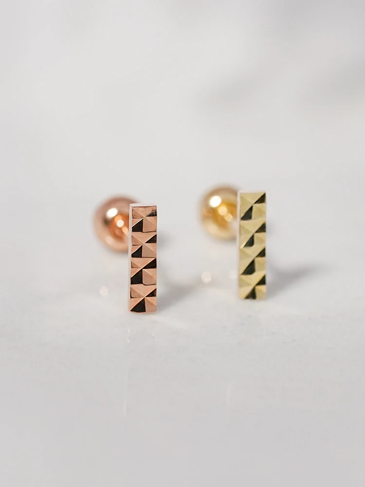 14K Solid Gold Shining Stick Bar Cartilage Earring 20G - Image 7