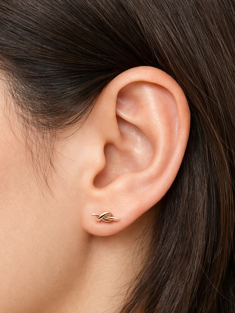 14K Solid Gold Simple Knot Point Cartilage Earring 18G16G - Image 11