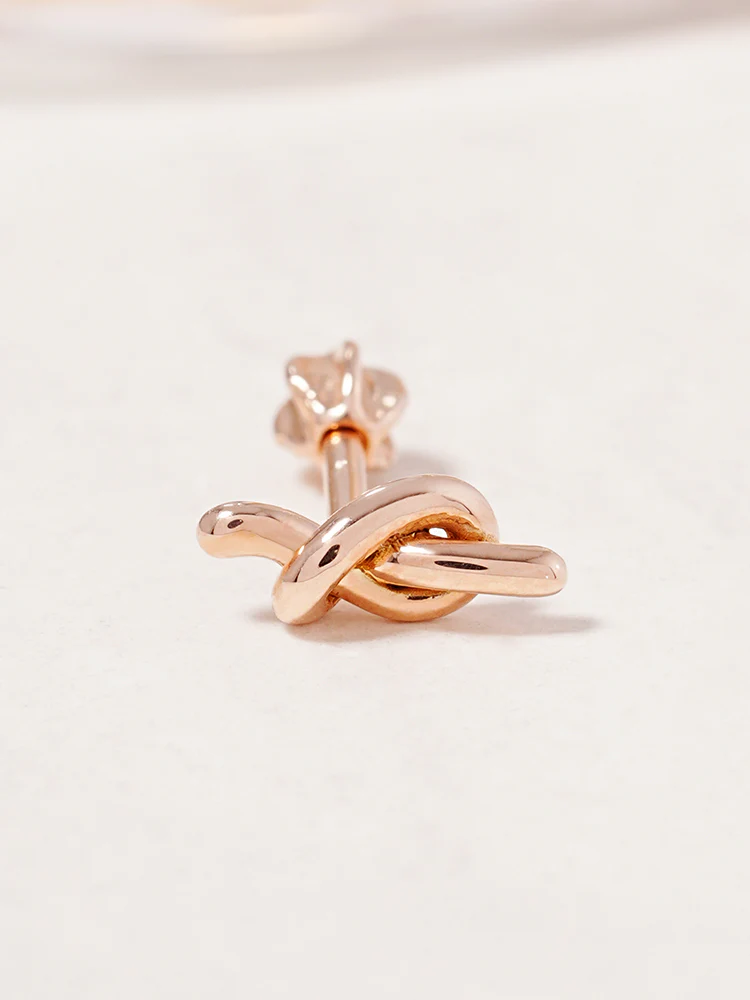 14K Solid Gold Simple Knot Point Cartilage Earring 18G16G - Image 3