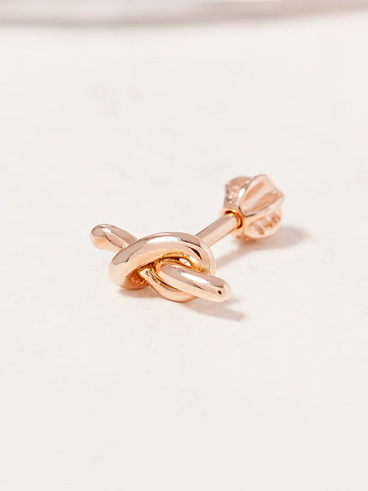 14K Solid Gold Simple Knot Point Cartilage Earring 18G16G - Image 4