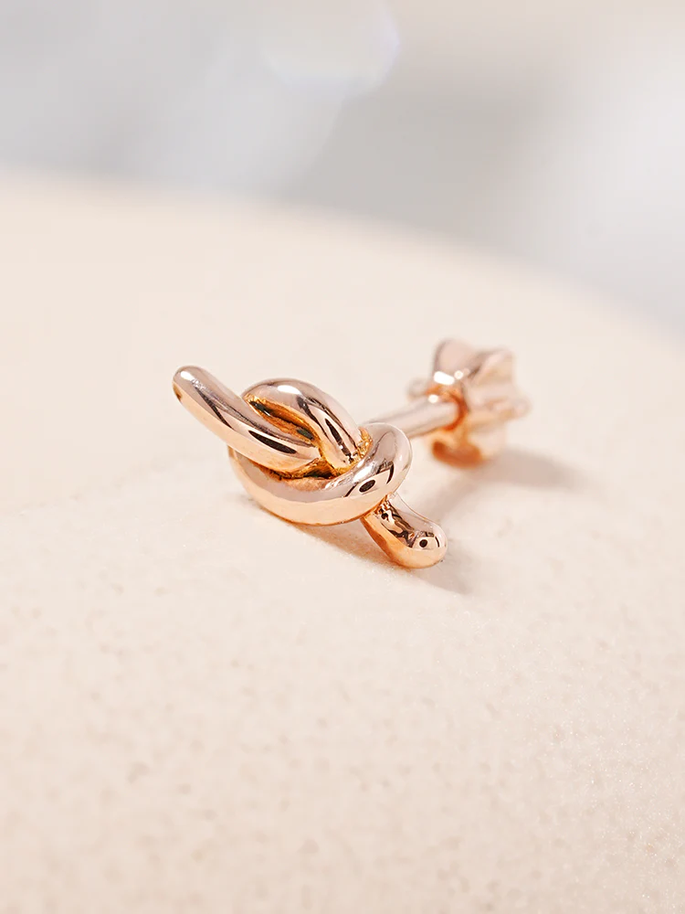 14K Solid Gold Simple Knot Point Cartilage Earring 18G16G - Image 6