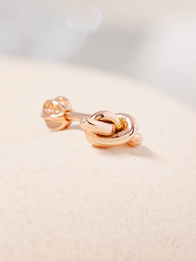 14K Solid Gold Simple Knot Point Cartilage Earring 18G16G - Image 7