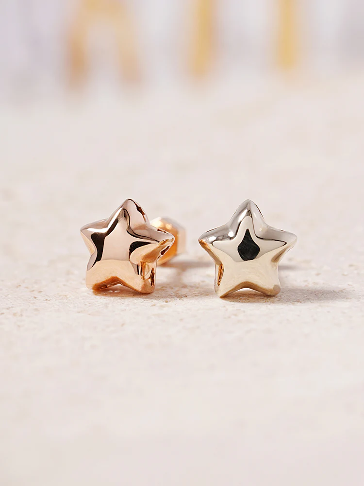 14K Solid Gold Star Golden Layer Cartilage Earring 18G - Image 3