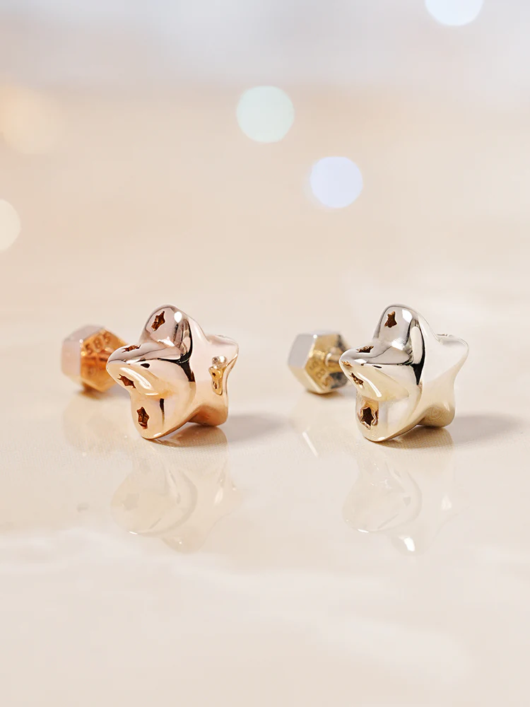 14K Solid Gold Star Golden Layer Cartilage Earring 18G - Image 7