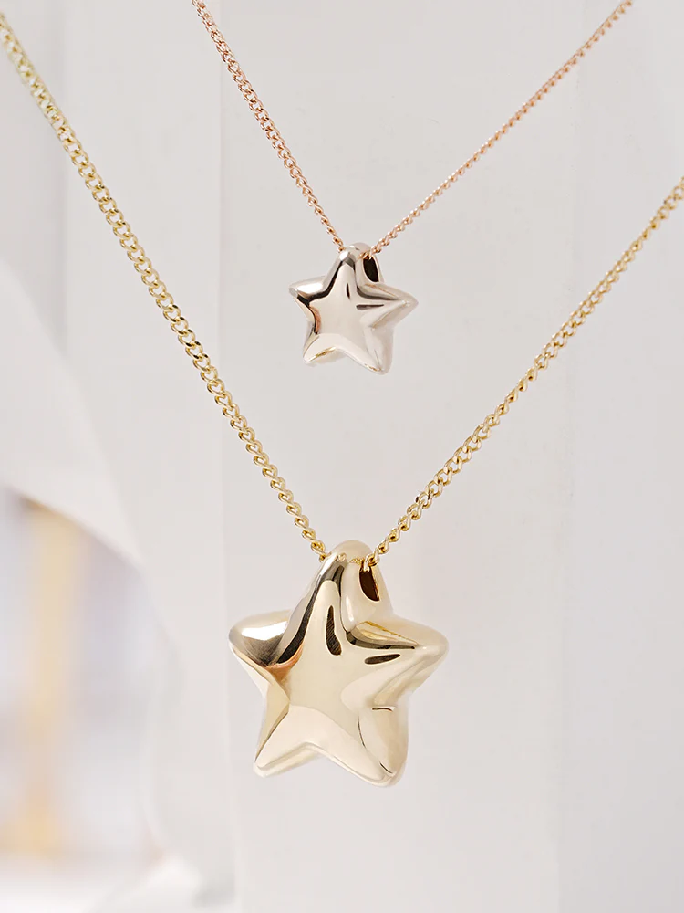14K Solid Gold Star Golden Layer Necklace