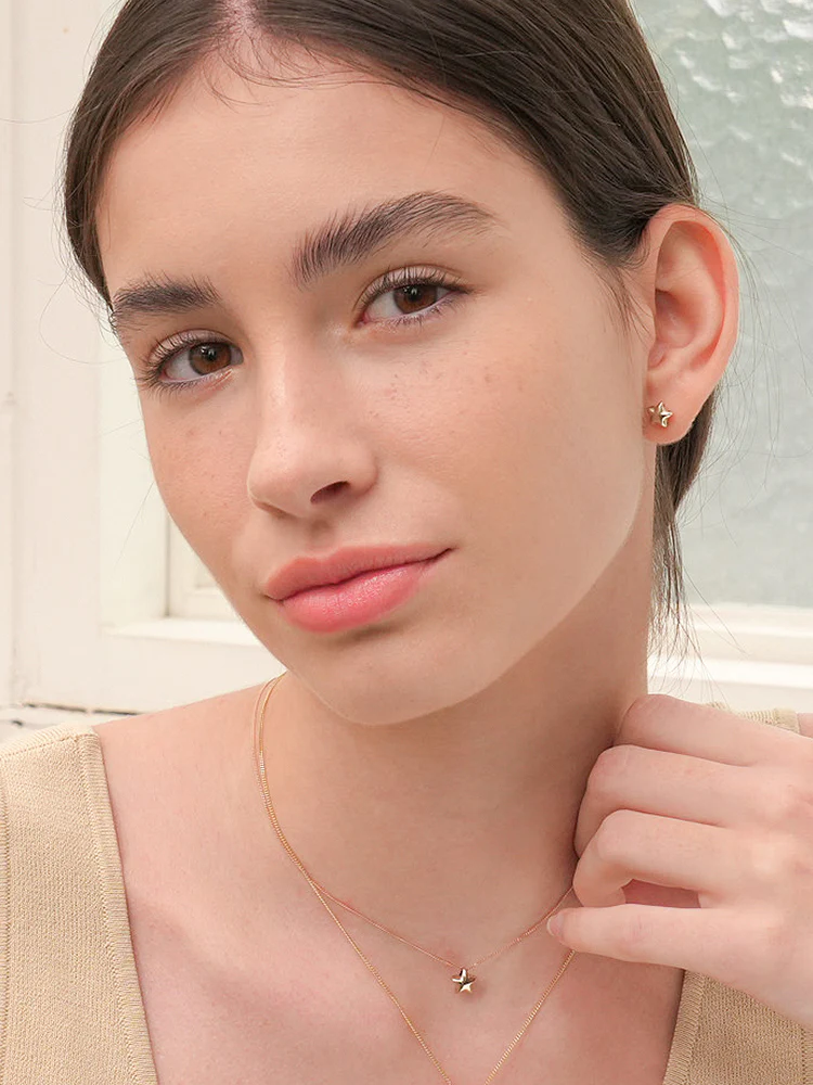 14K Solid Gold Star Golden Layer Necklace - Image 10