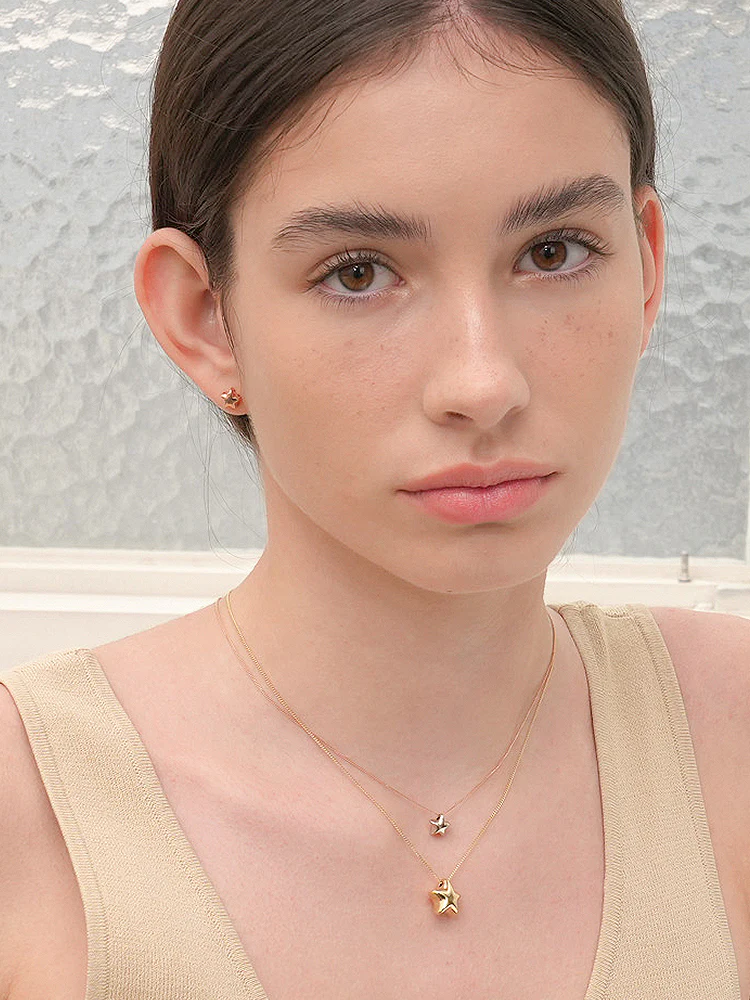 14K Solid Gold Star Golden Layer Necklace - Image 12