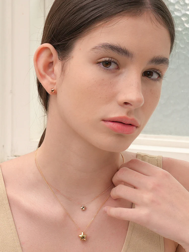 14K Solid Gold Star Golden Layer Necklace - Image 13