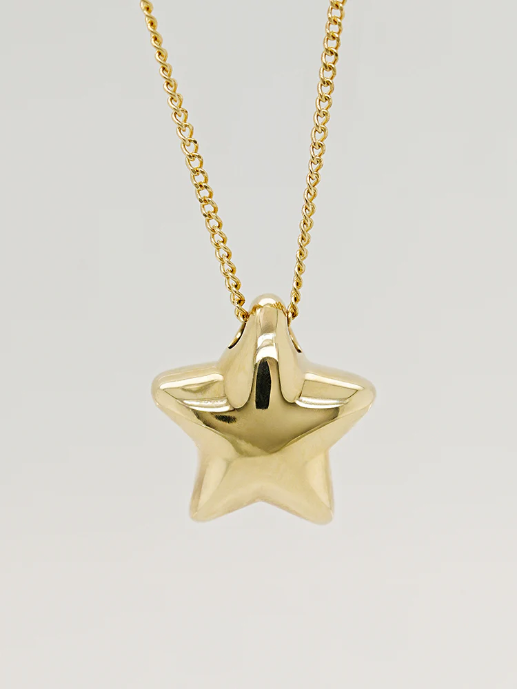 14K Solid Gold Star Golden Layer Necklace - Image 19