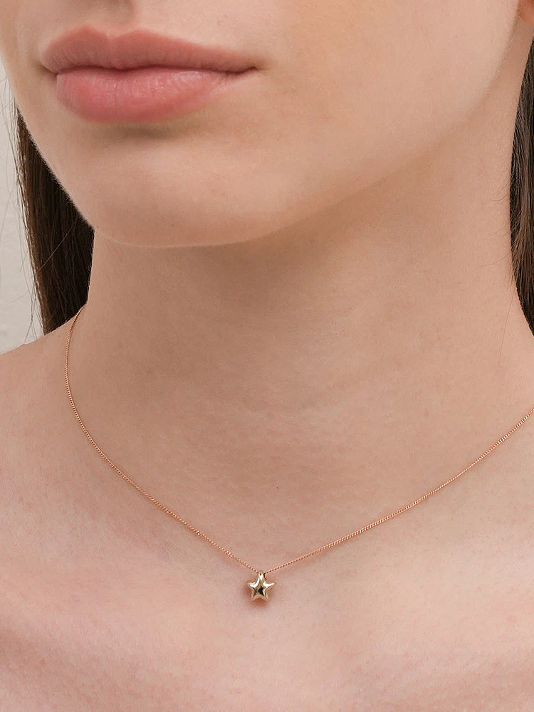 14K Solid Gold Star Golden Layer Necklace - Image 2