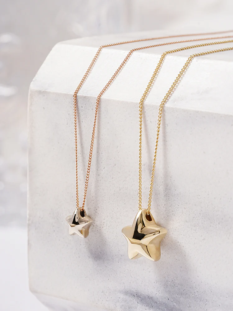 14K Solid Gold Star Golden Layer Necklace - Image 3