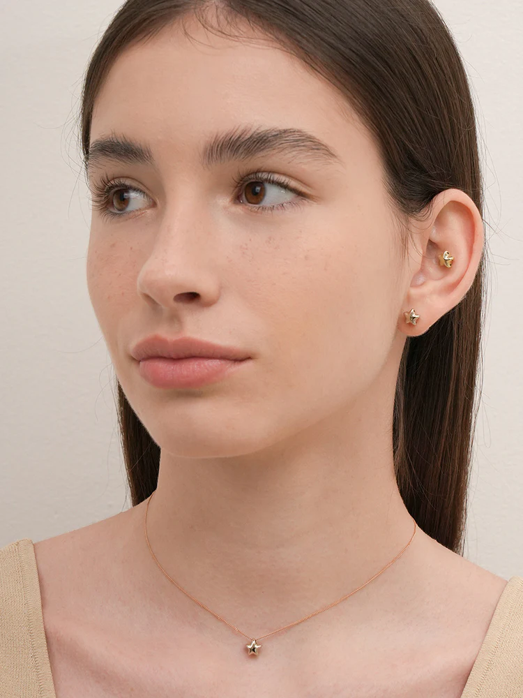 14K Solid Gold Star Golden Layer Necklace - Image 8