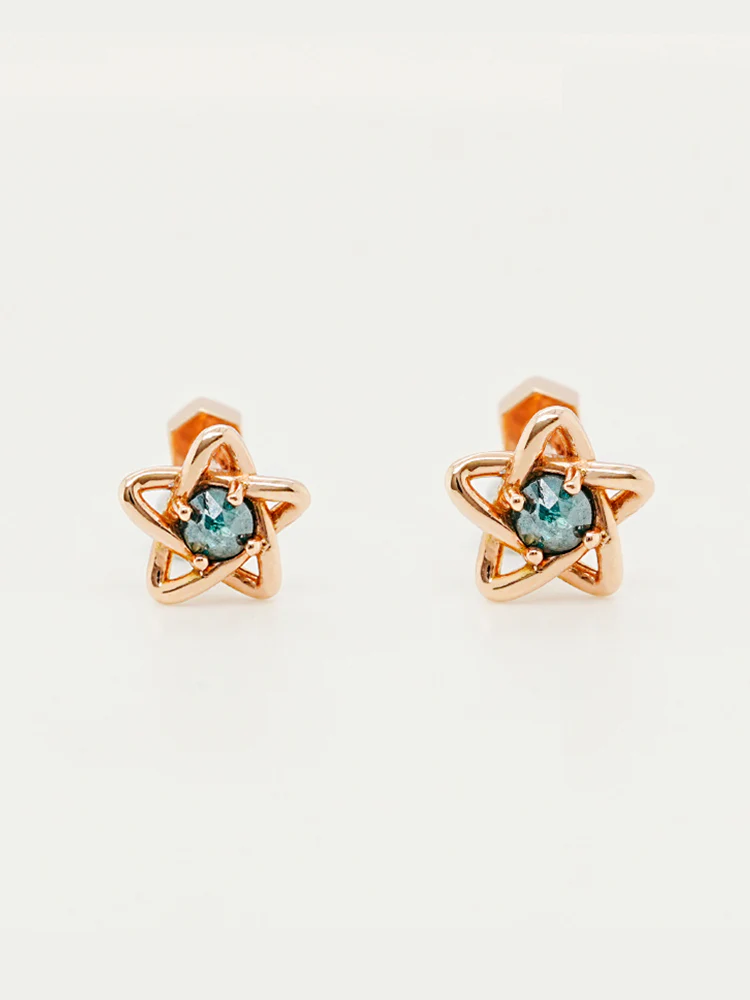 14K Solid Gold Star Line Rough Diamond Cartilage Earring 18G - Image 10