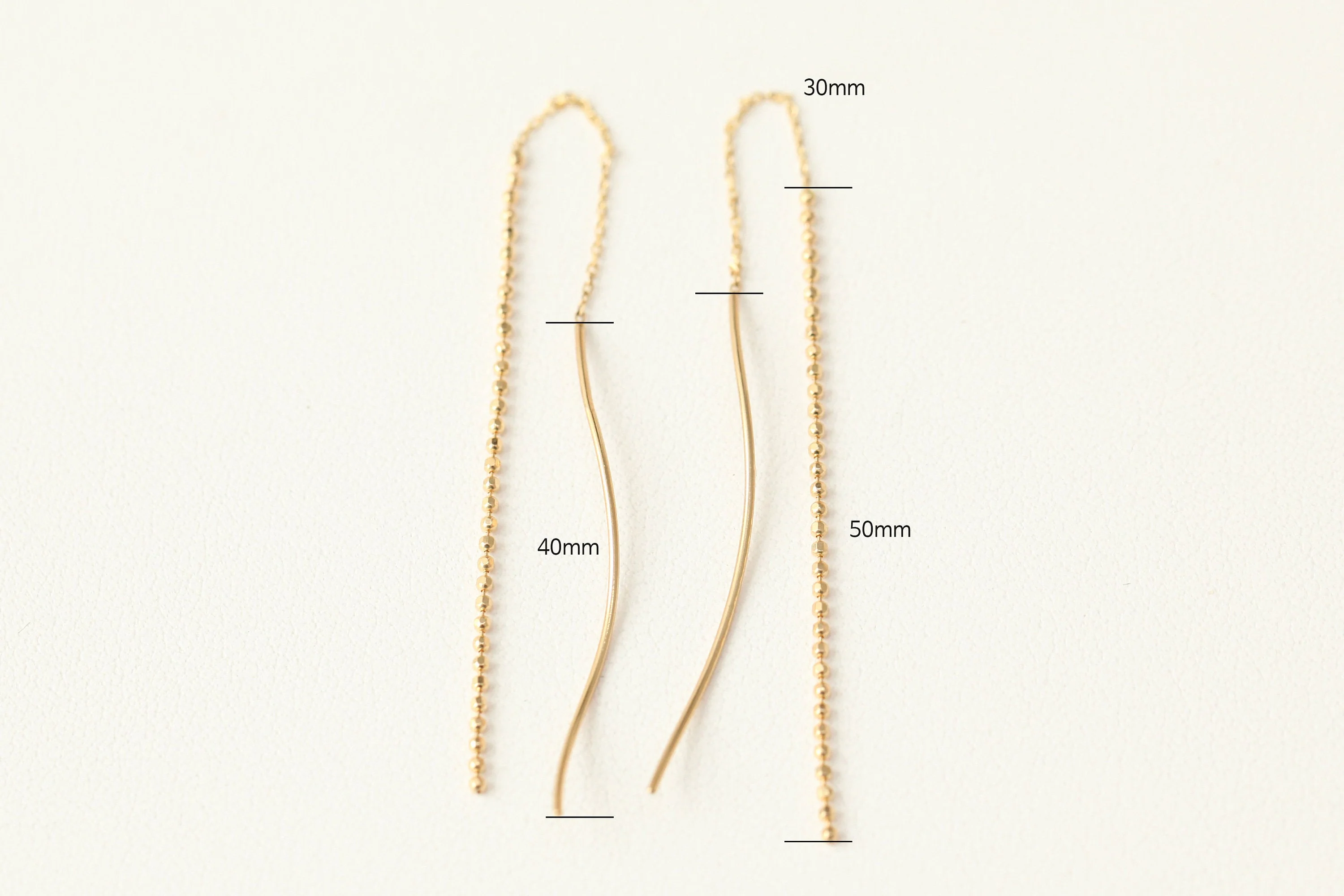 14K Gold Wave Threader Long Chain Threader Earring - Image 6
