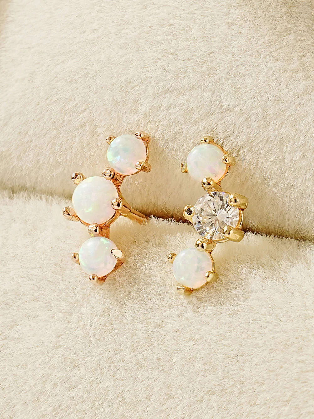 14K Solid Gold Triple Opal Cubic Cartilage Earring 20G18G16G - Image 10