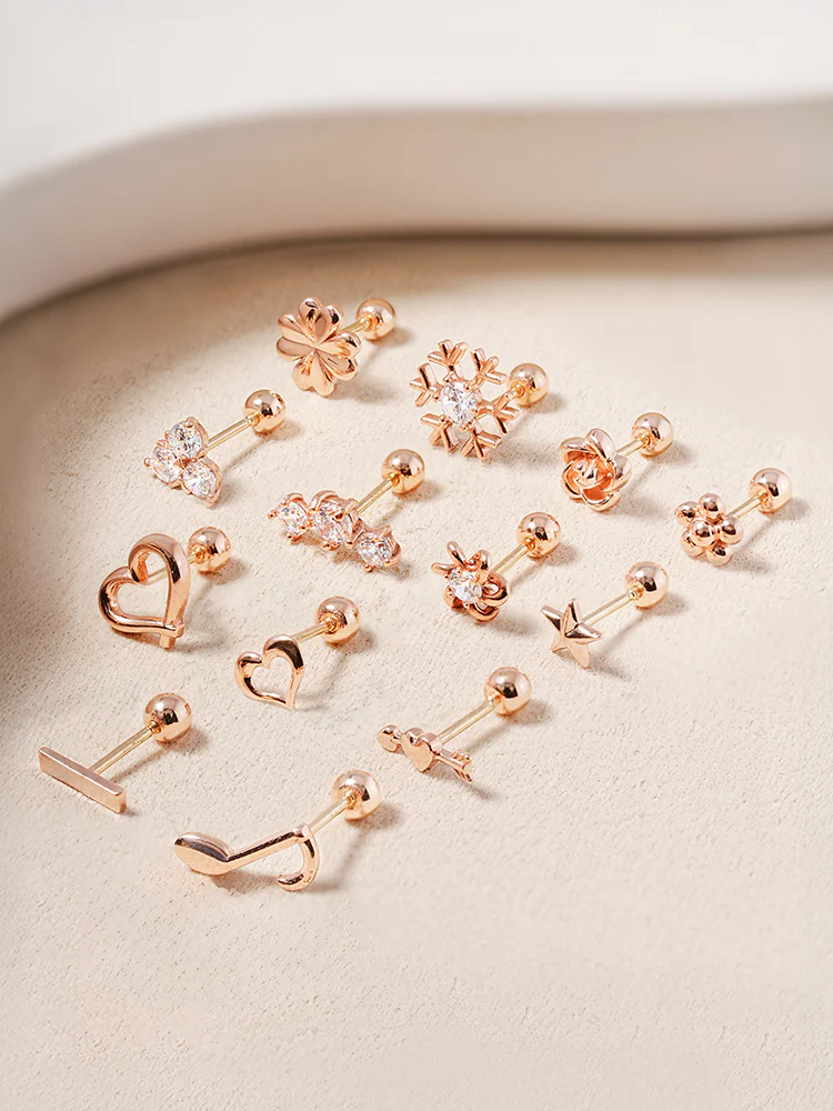 14K Solid Gold Wish Cartilage Earrings Collection 20G