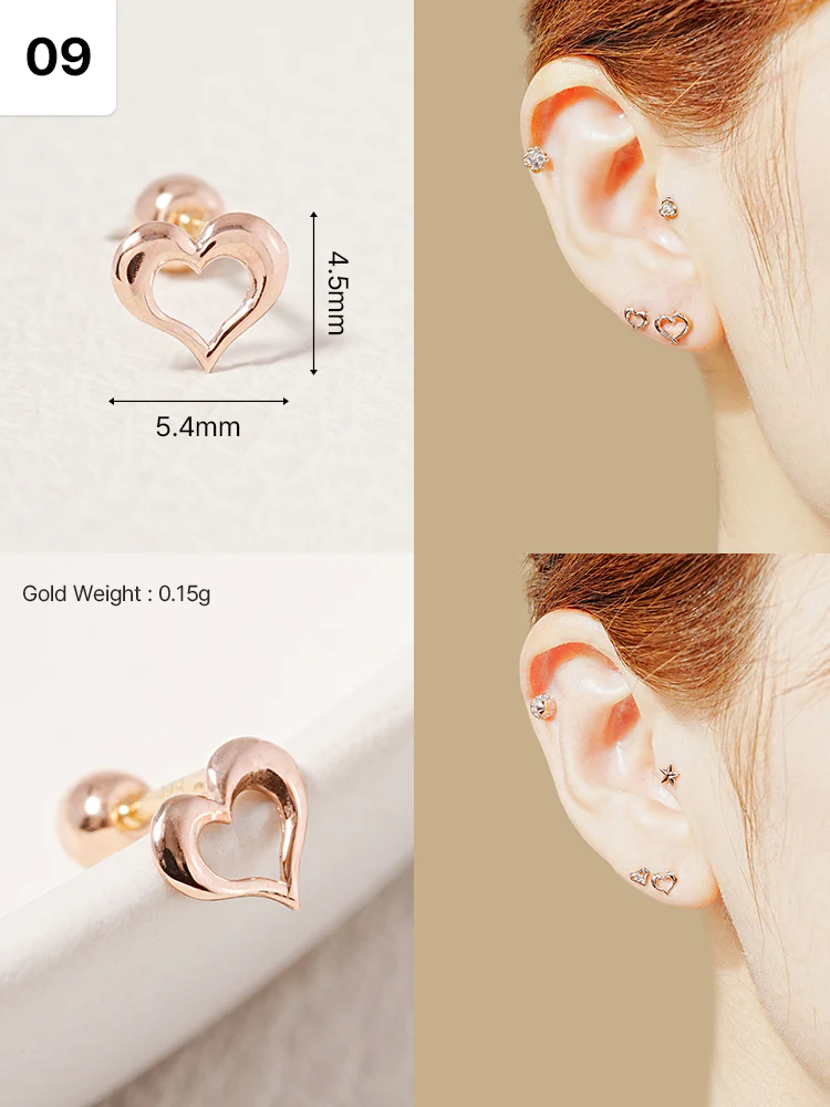 14K Solid Gold Wish Cartilage Earrings Collection 20G - Image 12